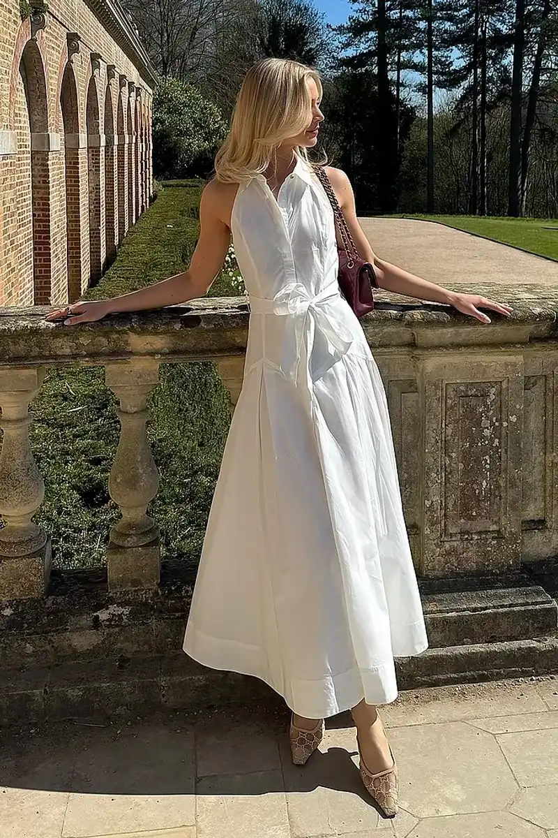 Sleeveless Shirtdress with Belt
