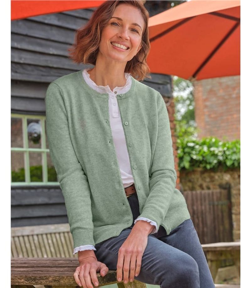 Mint Green Silk-Blend Cardigan