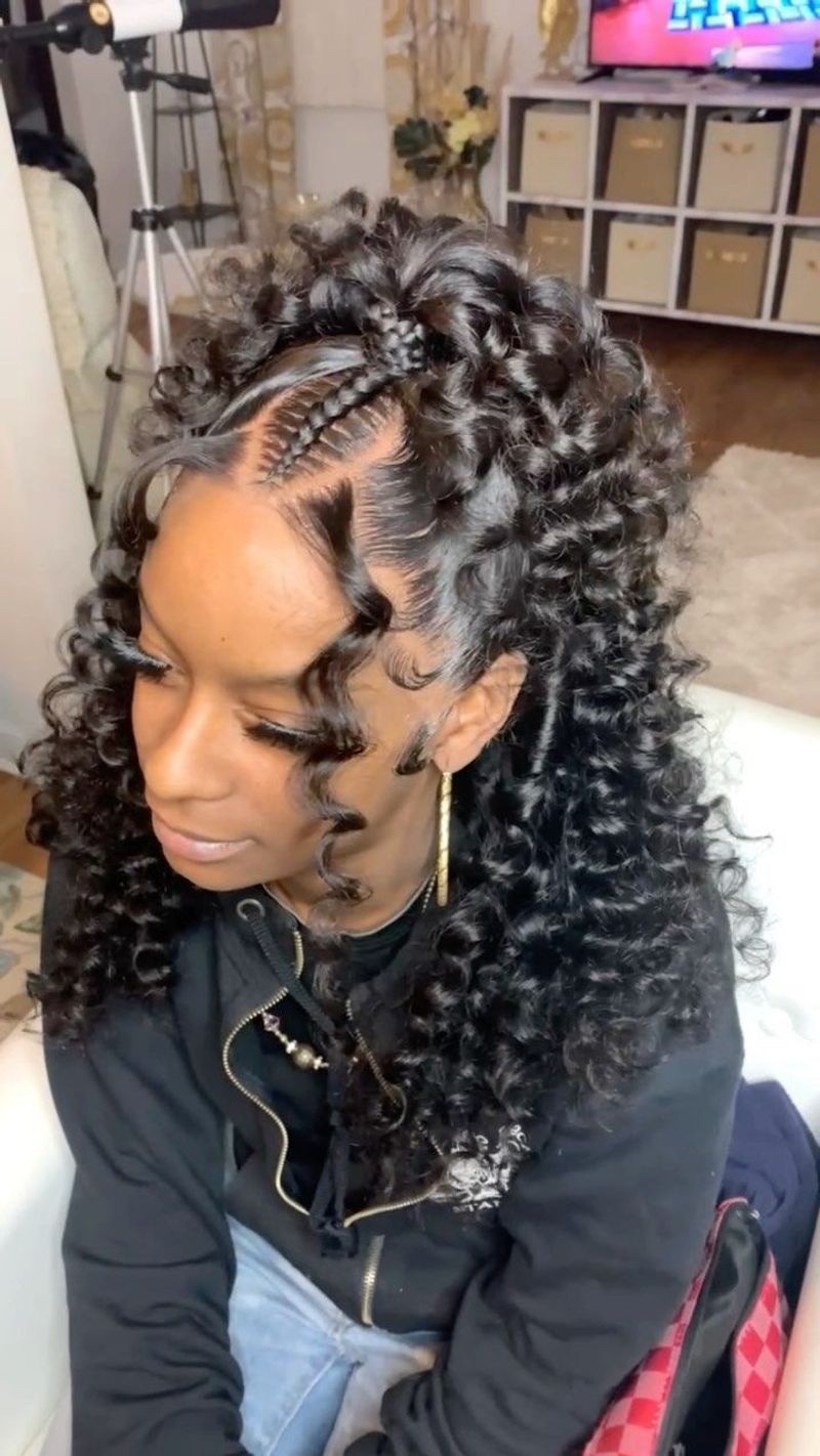 Half-Cornrow, Half-Curls Fusion