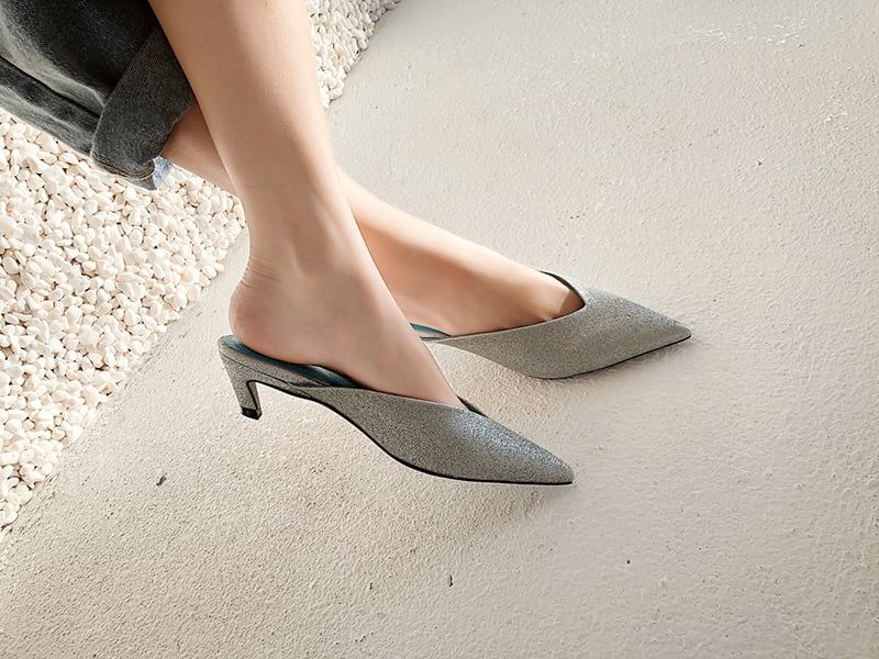 Sculptural Heeled Mules