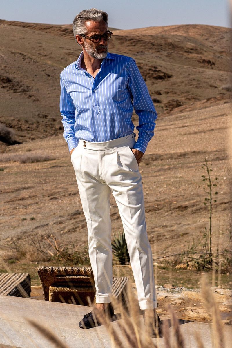 Striped Top with Tailored Trousers