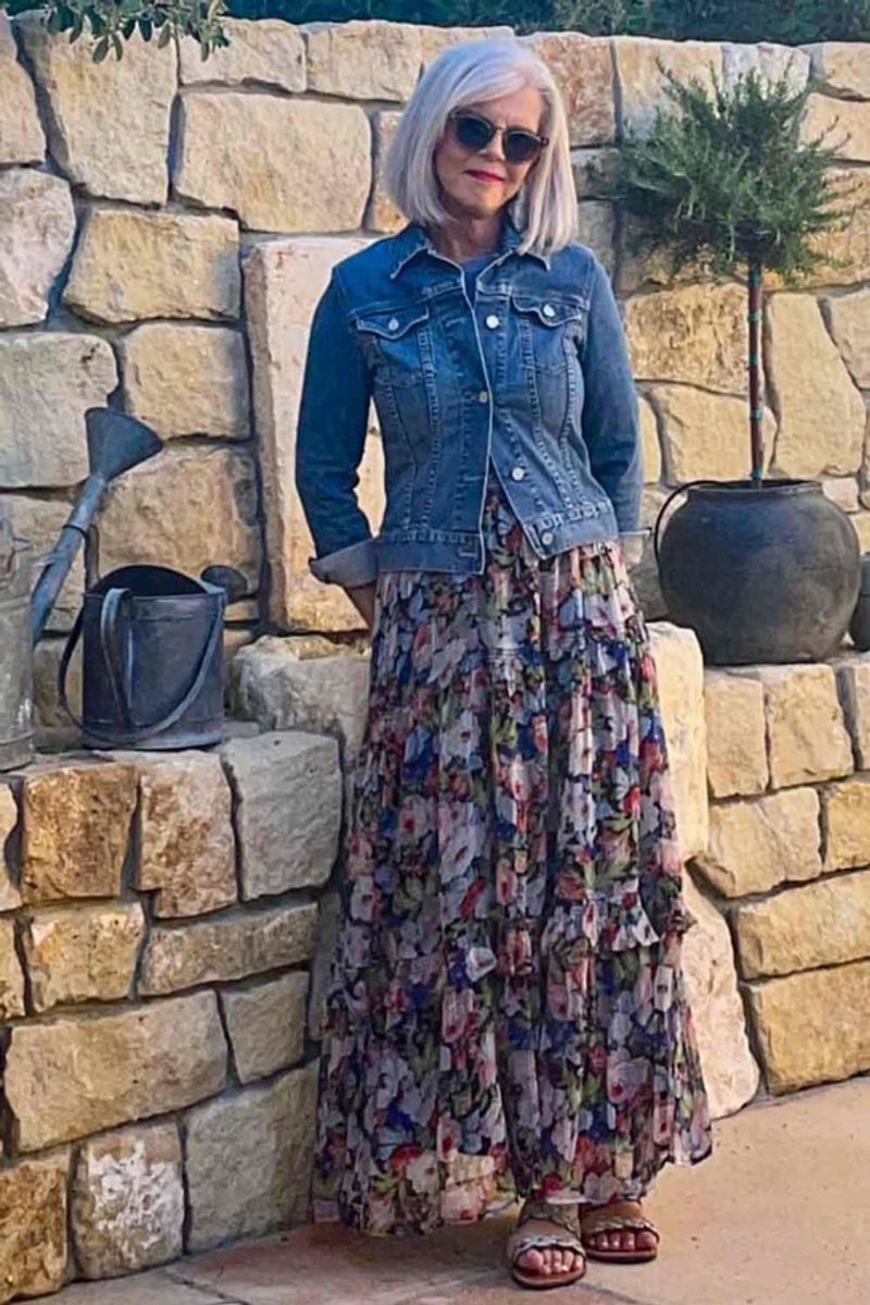 Tiered Prairie Skirt & Fitted Denim Jacket