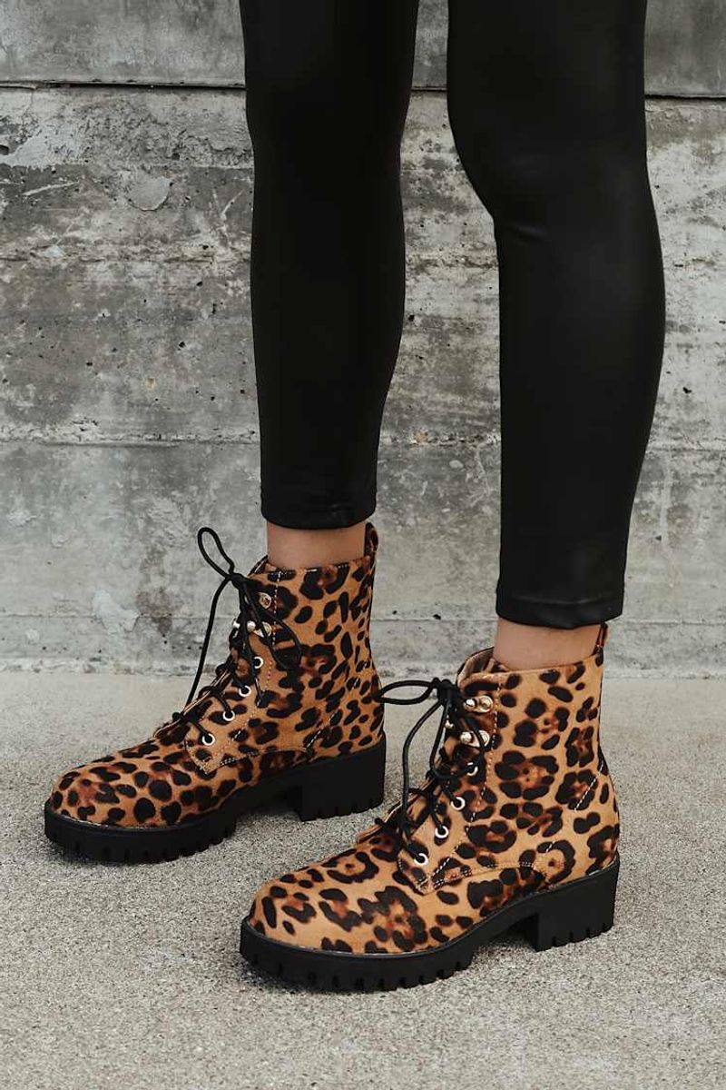 Leopard Print Combat Boots