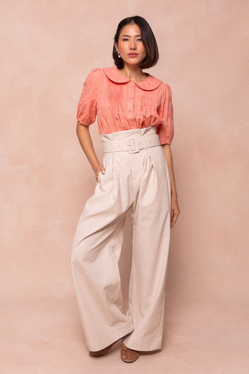 Ruffled Blouse & Palazzo Pants Duo