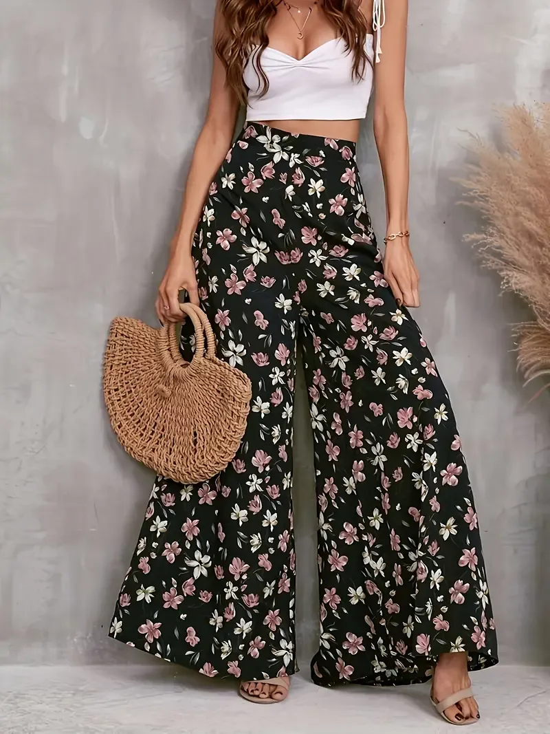 Bold Floral Print Palazzos