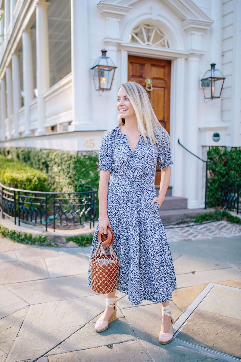 Printed Midi Dress with Espadrilles