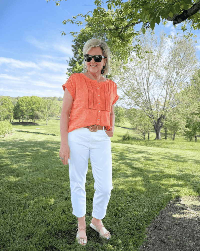 Woven Leather Flats with Capri Pants