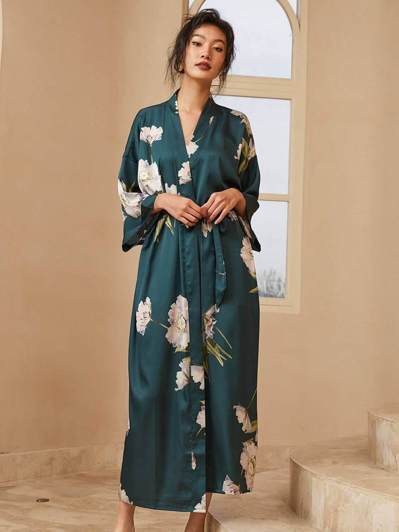 Hand-Painted Silk Kimono Robe