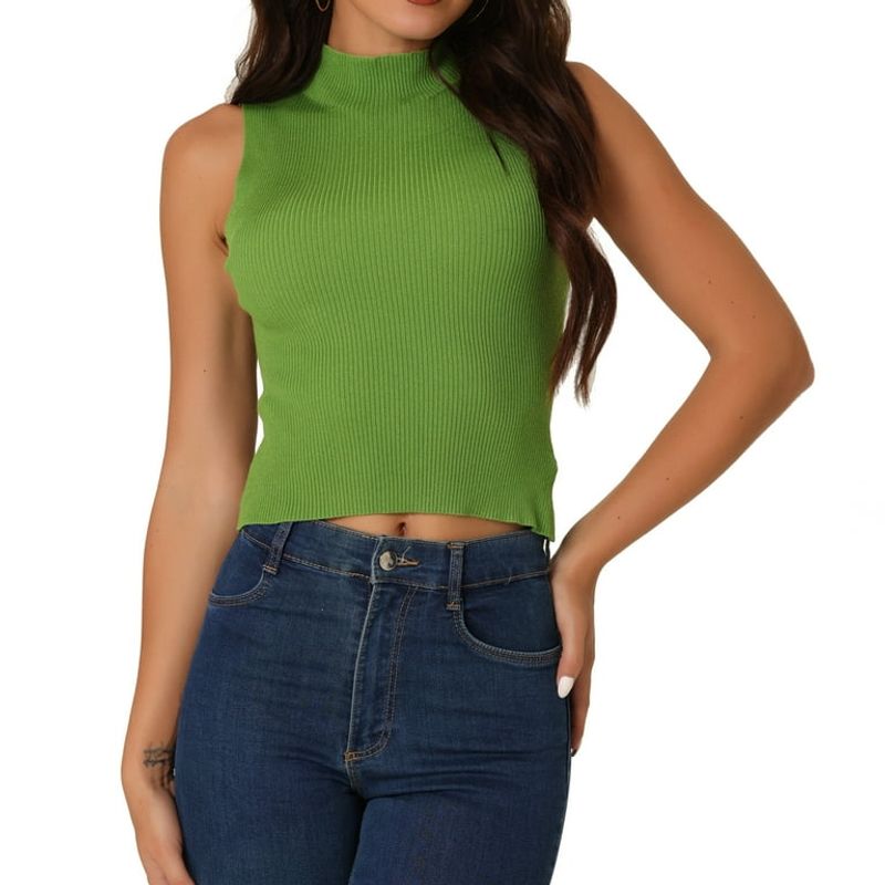 Mock-Neck Sleeveless Pullovers