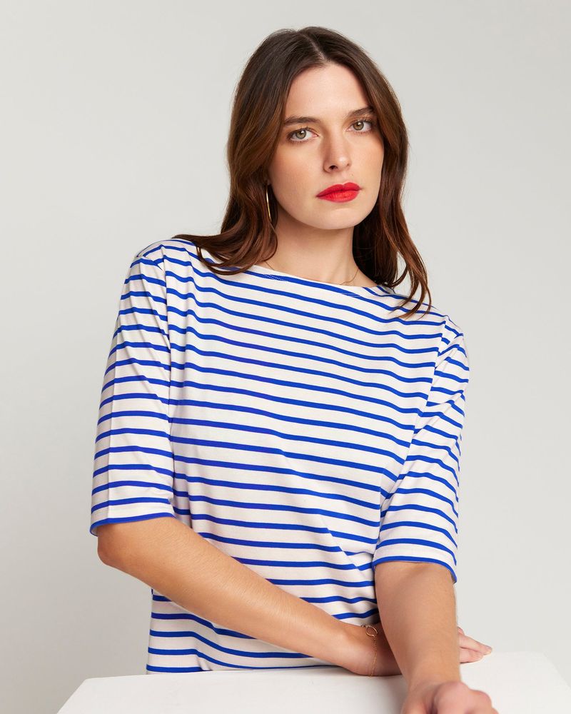 Striped Boat-Neck Top