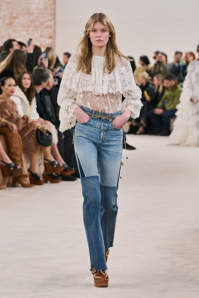 Sheer Panel Jeans