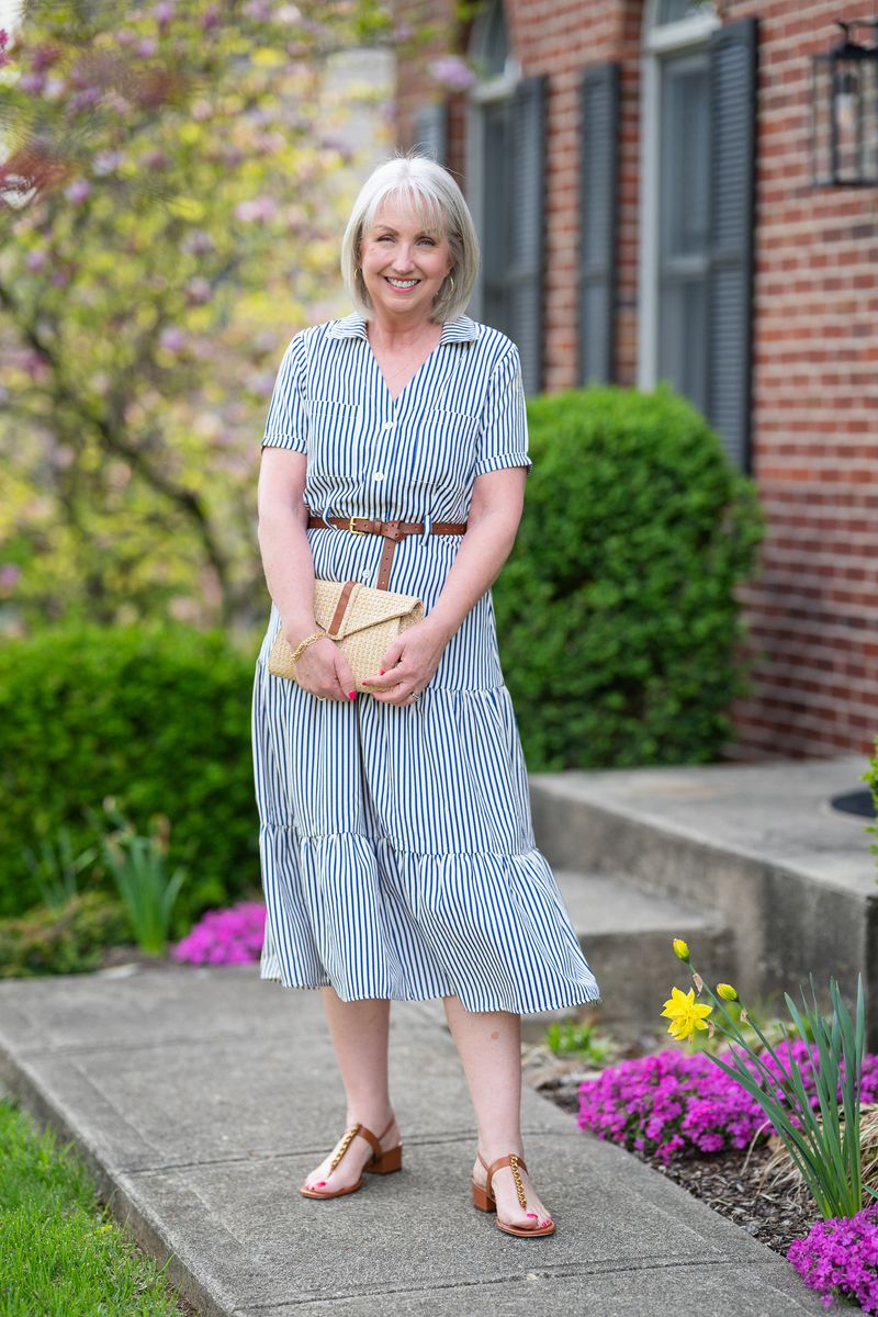Seersucker Button-Front Dress