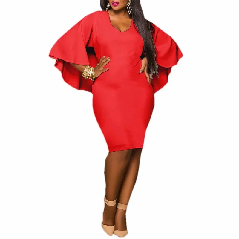 Batwing Sleeve Midi Dress
