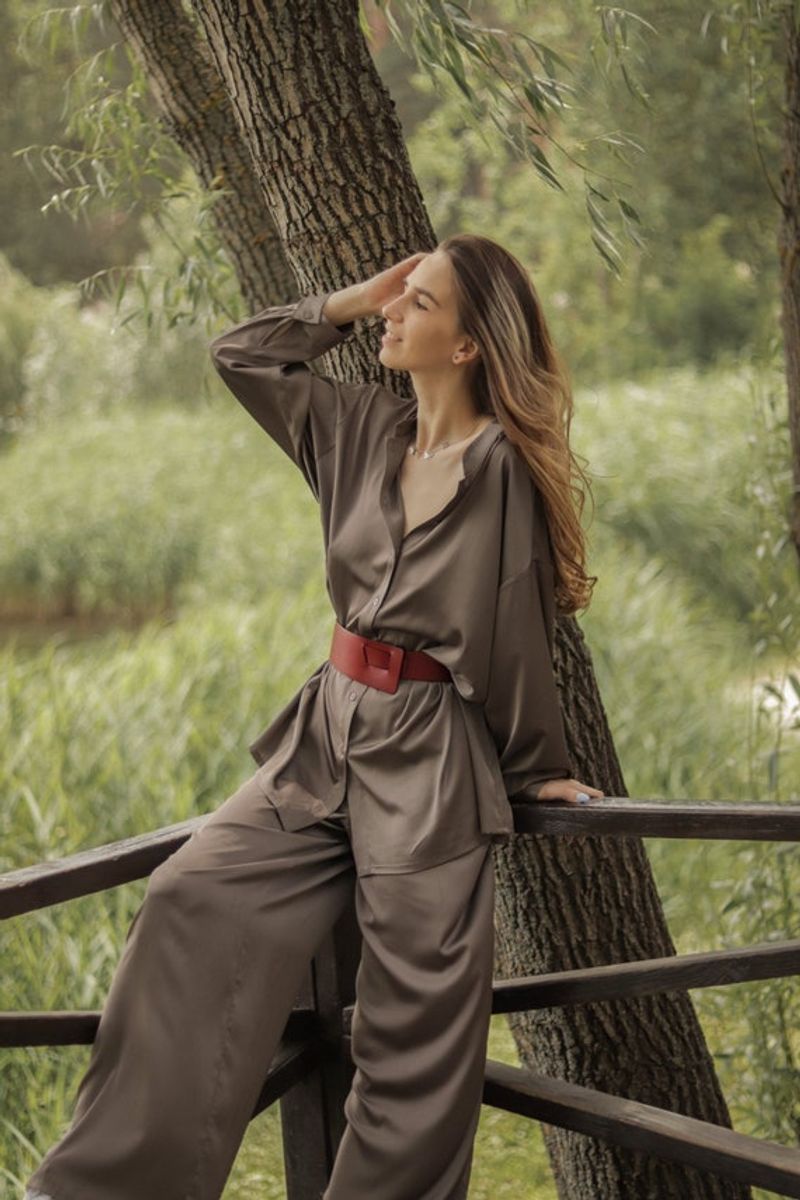Silk Pajama-Inspired Evening Suit