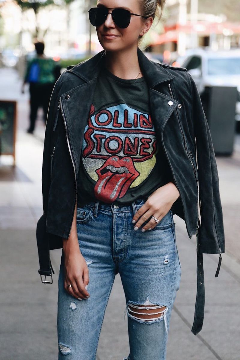 Graphic Tee and Distressed Jeans