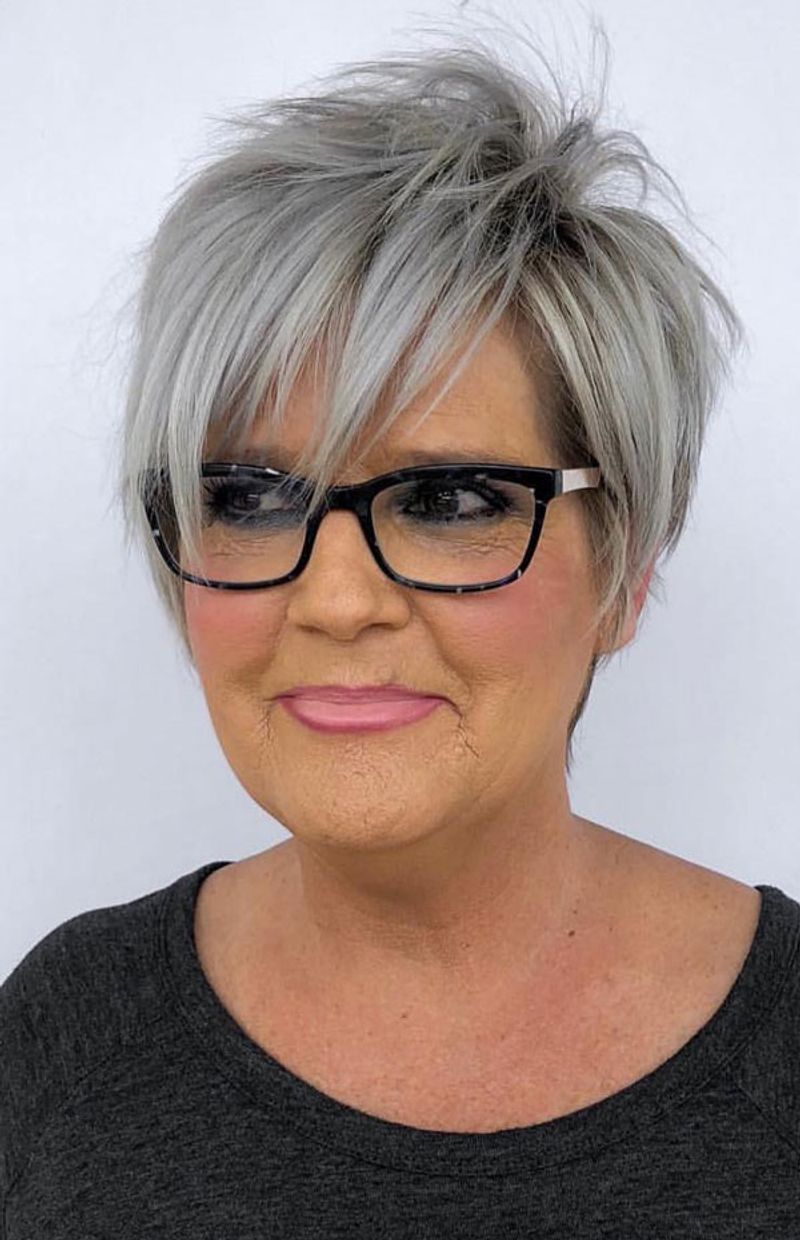 Silver Side-Swept Pixie