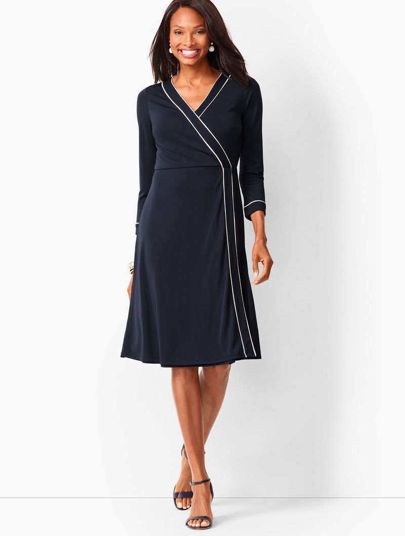Wrap Dress with Three-Quarter Sleeves