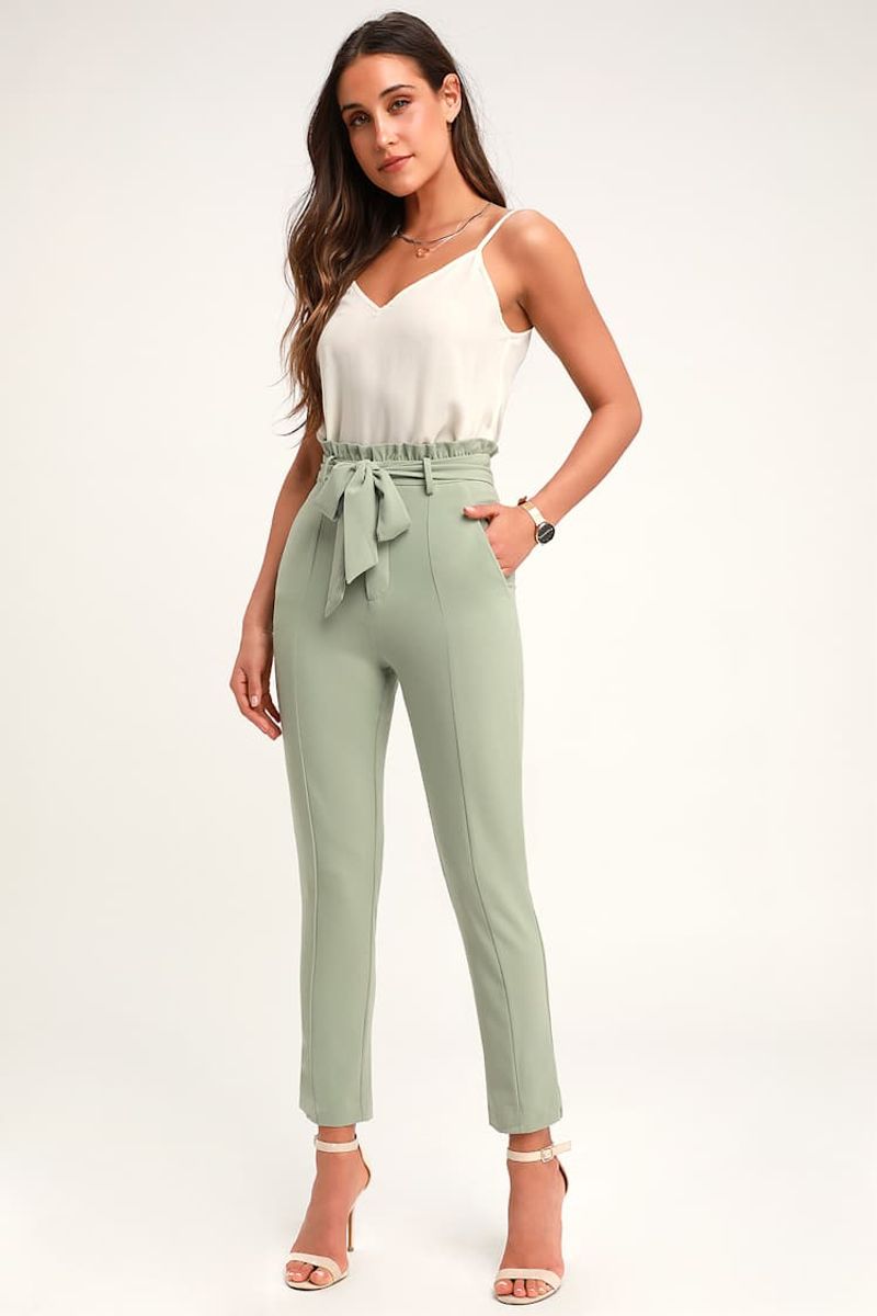Belted Paperbag Waist Trousers