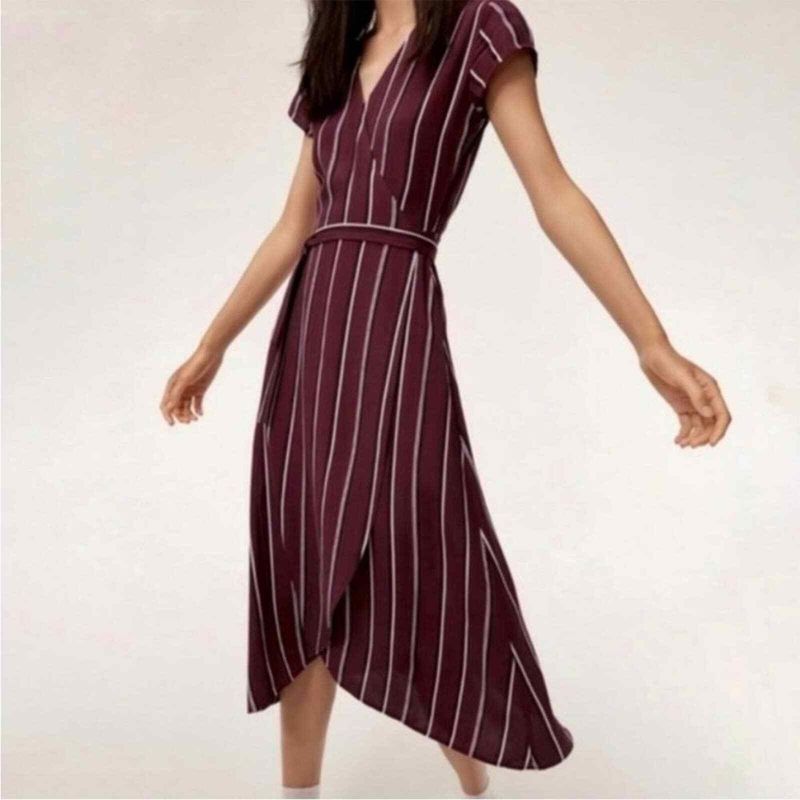 Chic Striped Wrap Dress