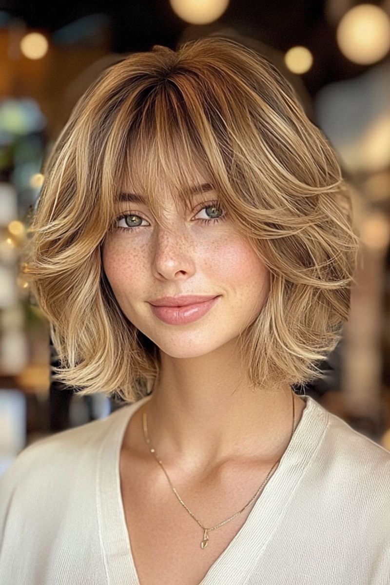 Soft Wispy Bob with Highlights