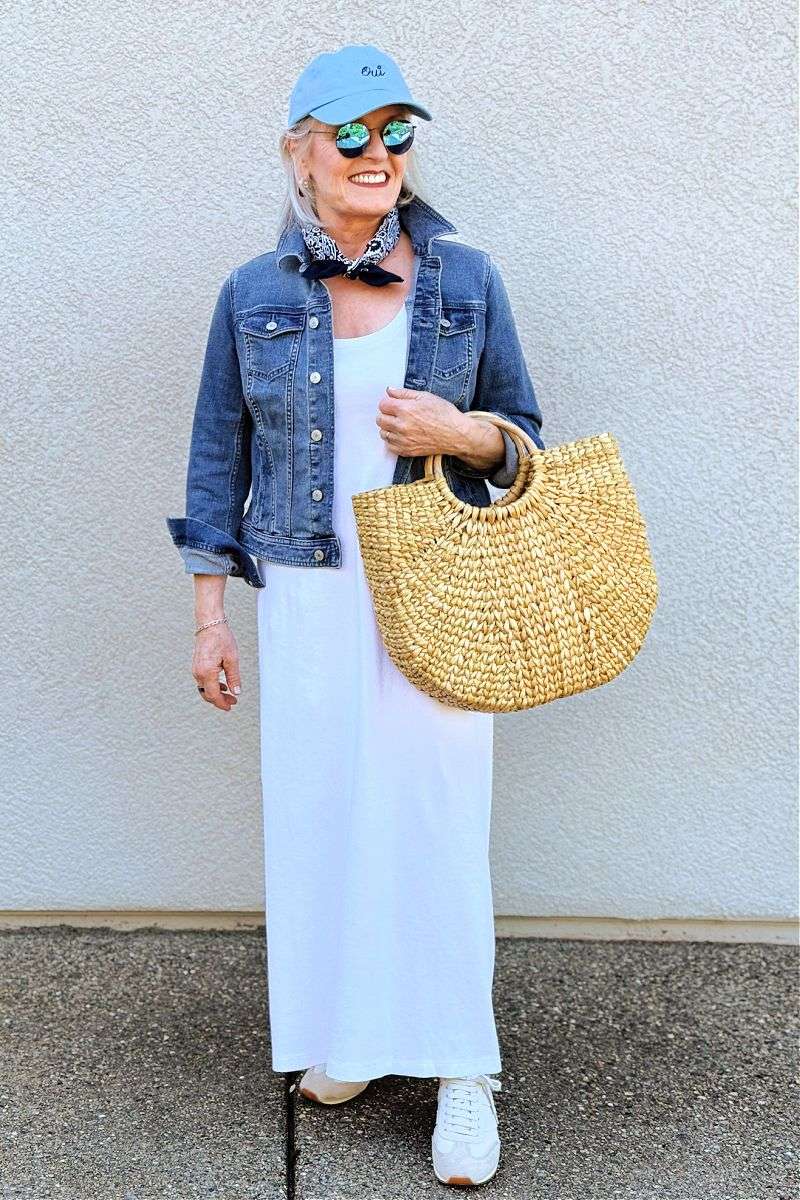 Casual Shirt Dress with Denim Jacket