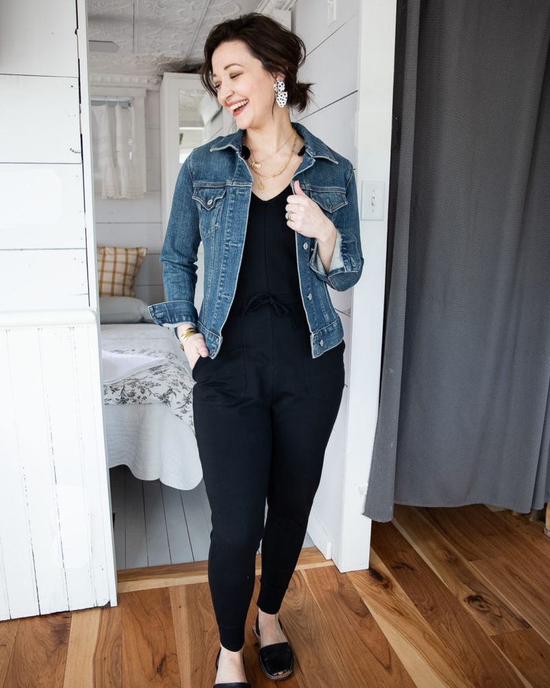 Casual Jumpsuit with Denim Jacket