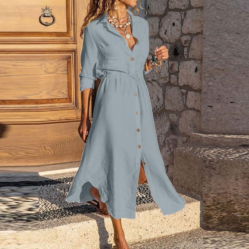 Loose Linen Shirt Dress
