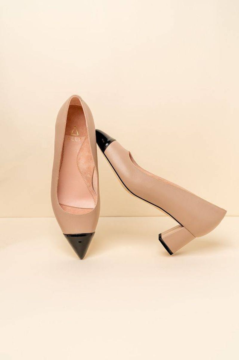 Two-Tone Kitten Heel Pumps