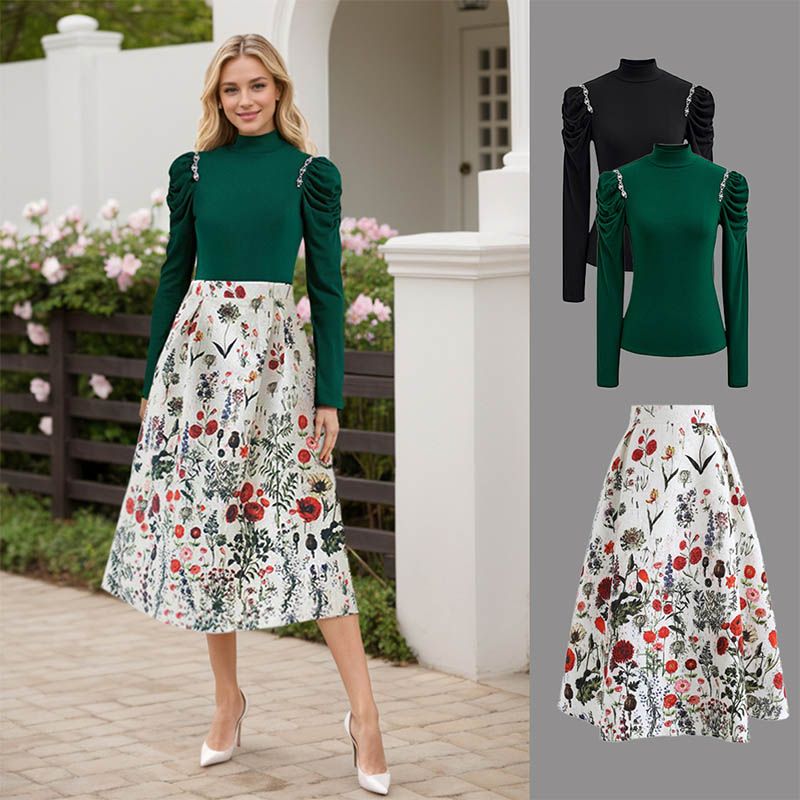 Bold Print Midi Skirt