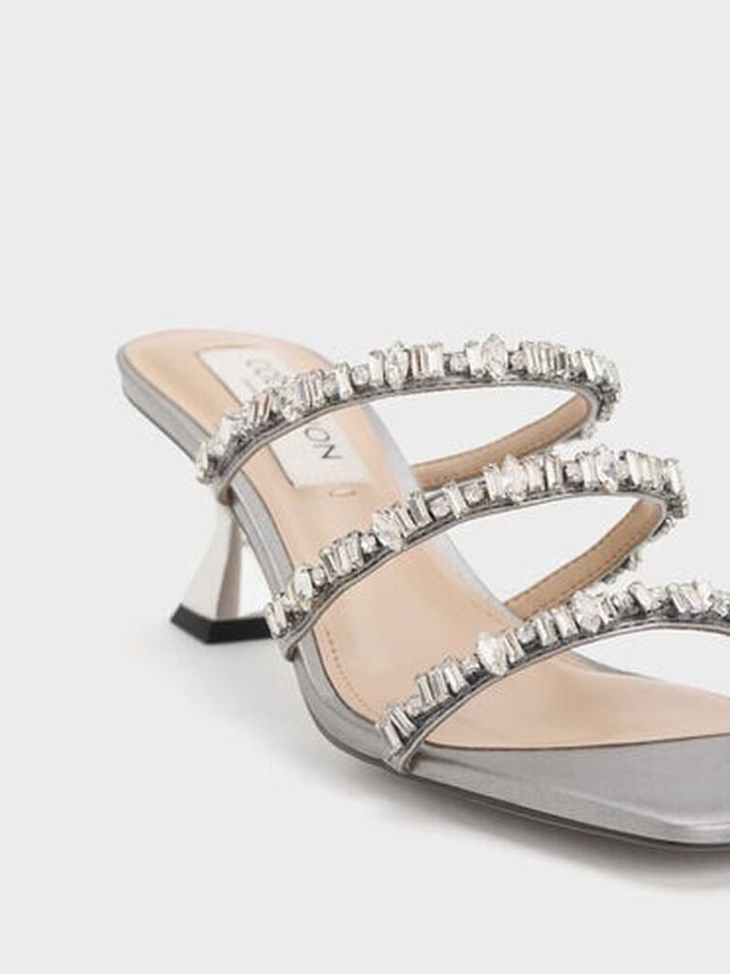 Metallic Strappy Sandals with Geometric Box Bag