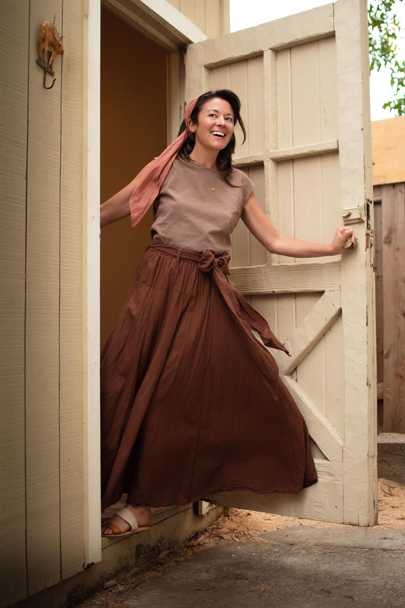 Gauze Maxi Skirt with Fitted T-shirt