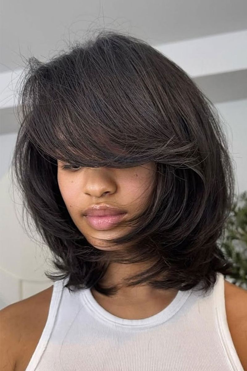 Bob em camadas com franja lateral