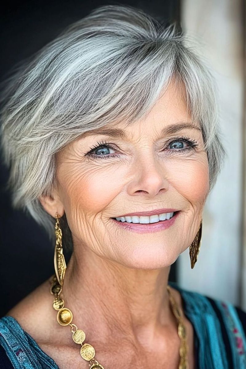 Swept-Back Pixie with Textured Fringe