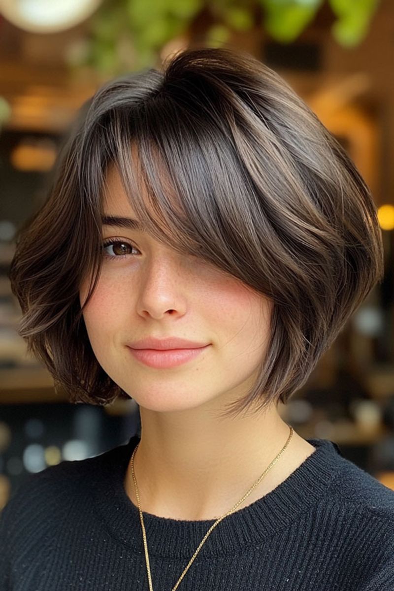 Textured Crop with Long Bangs