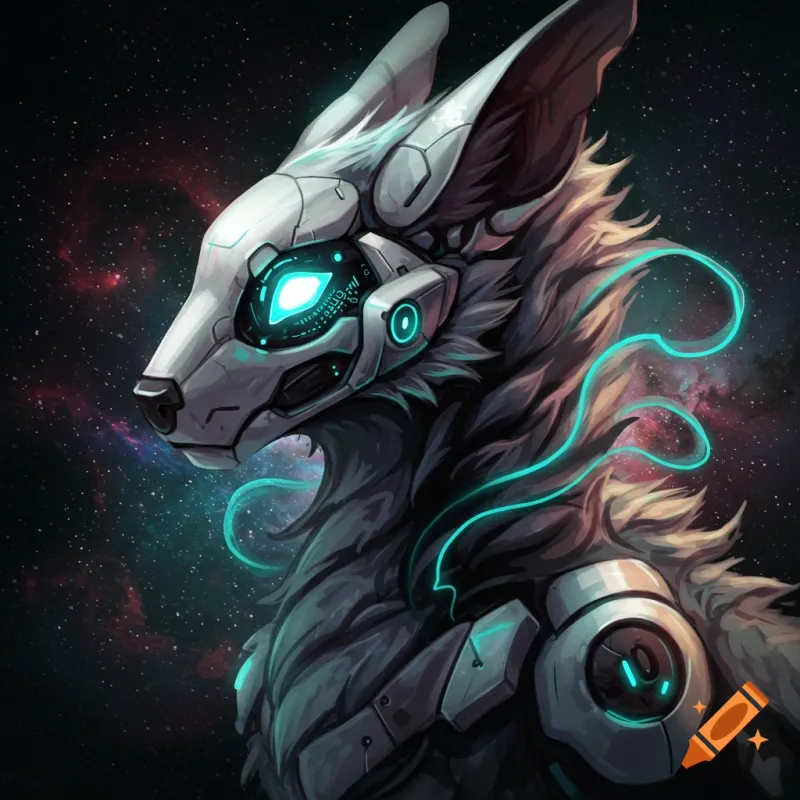 Futuristic Cyber Wolf