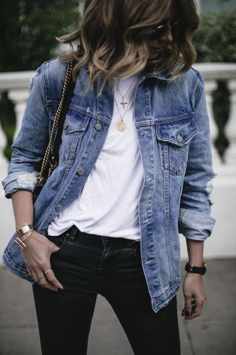Denim Jacket and White T-Shirt