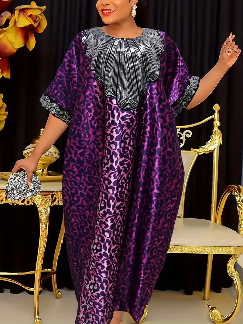 Silk Kaftan with Embellished Neckline