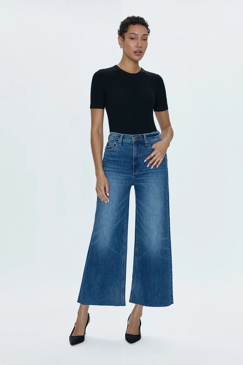 High-Waisted Denim Culottes