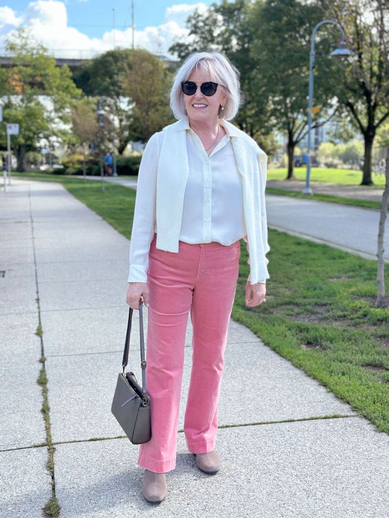 Tailored Trousers with Silk Blouse