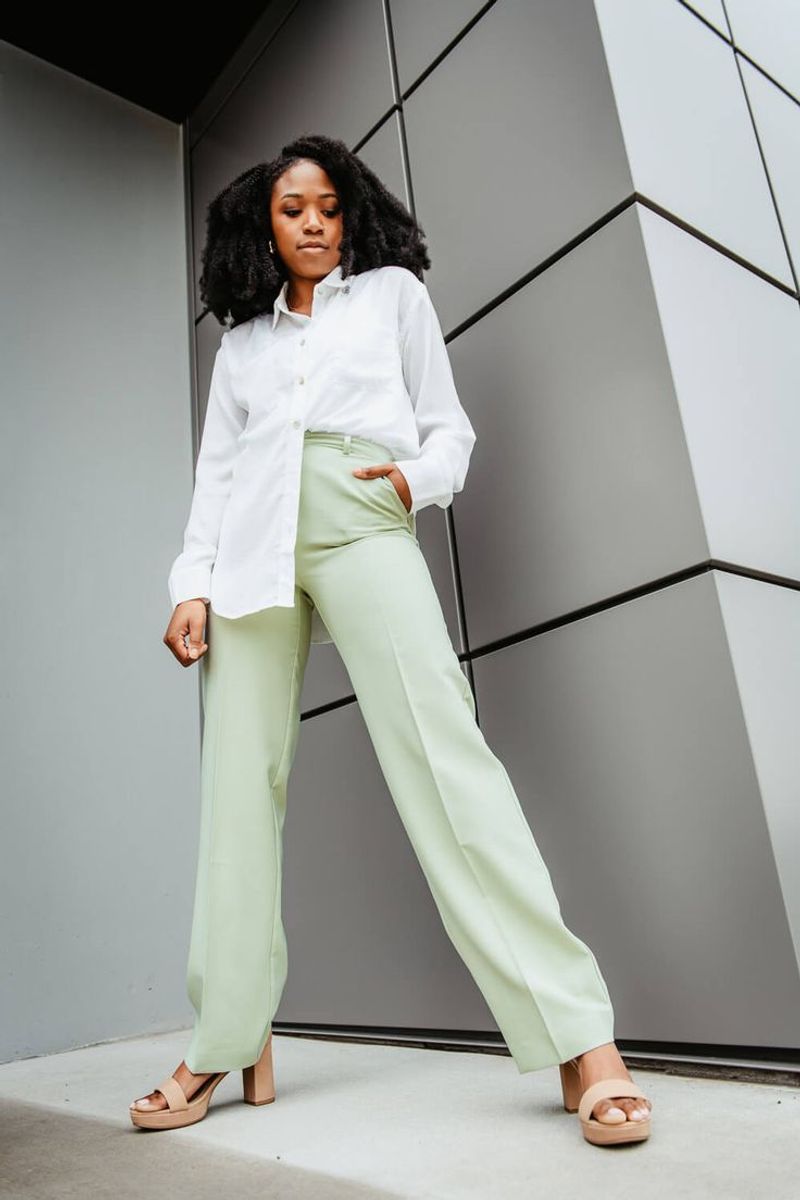 Mint Tailored Wide-Leg Trousers