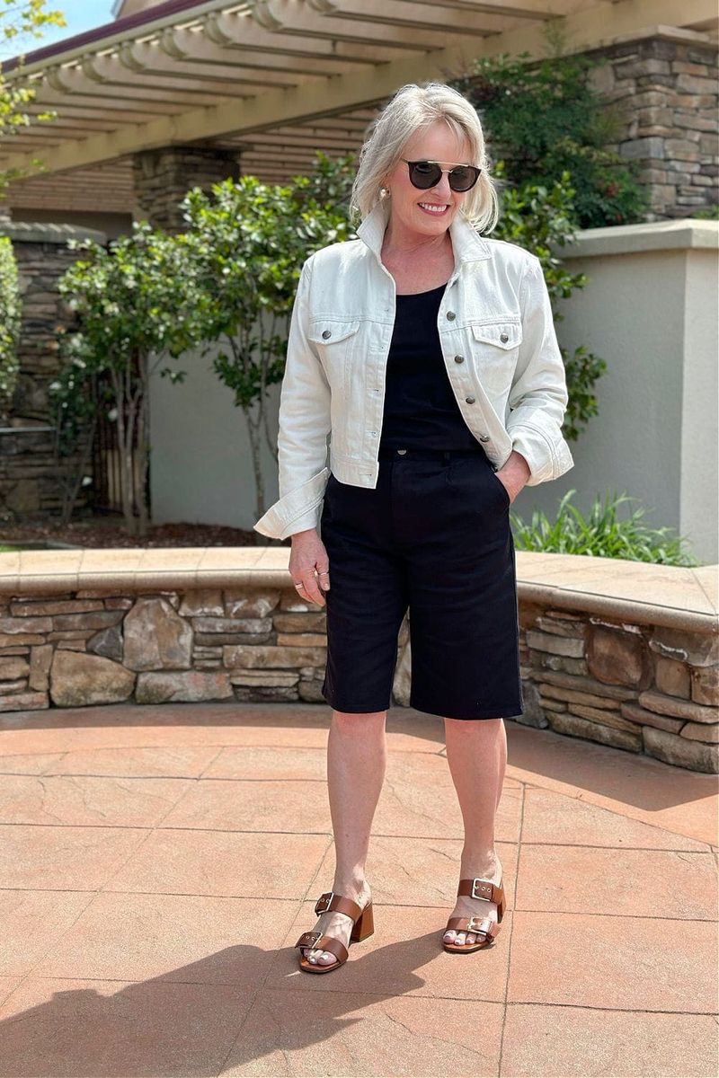 Tailored Bermuda Shorts with Boxy Crop Top