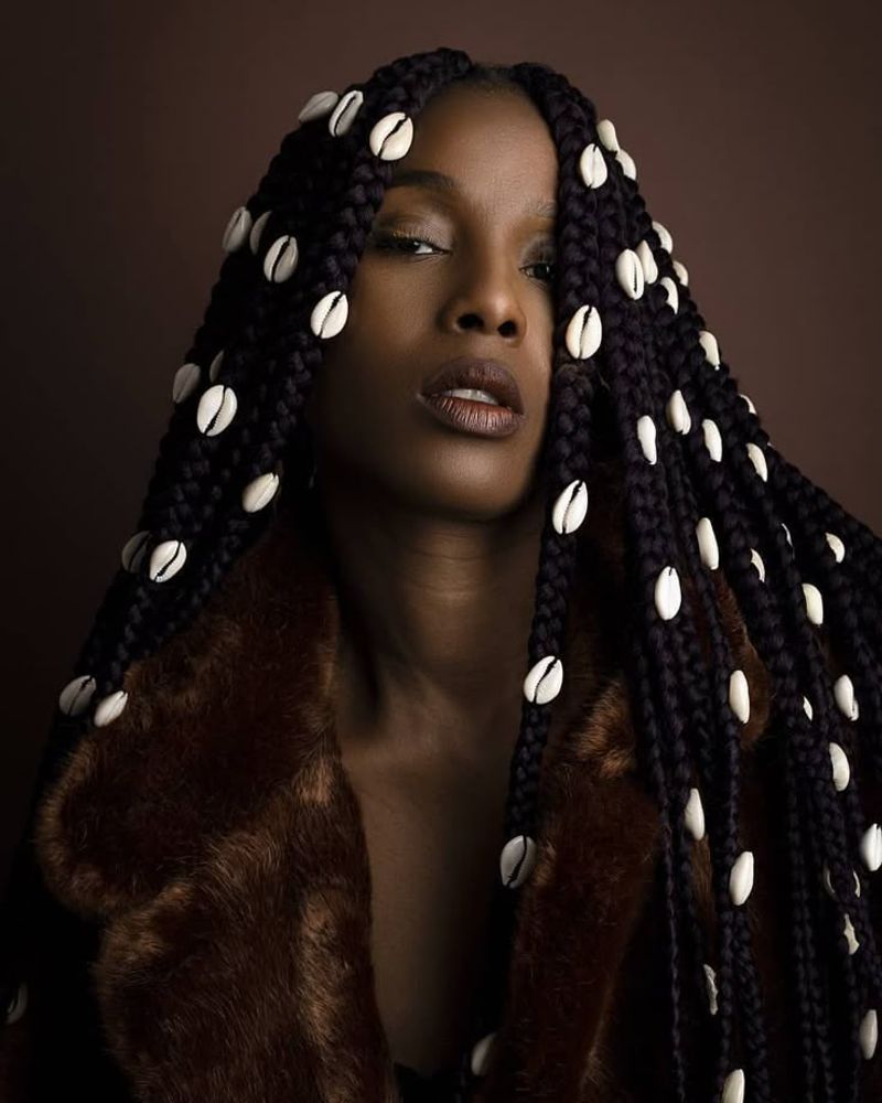 Boho Box Braids with Cowrie Shells