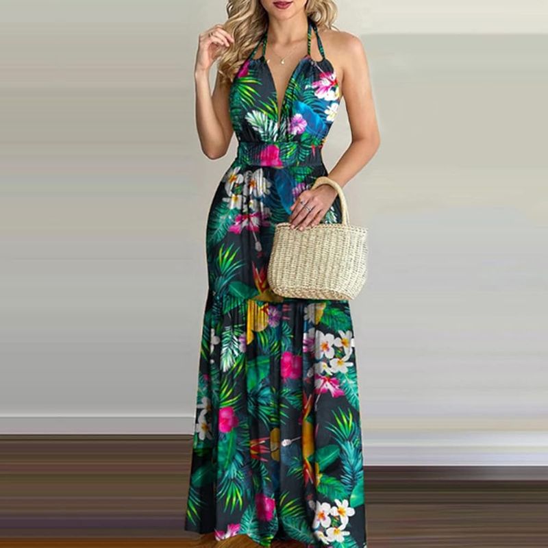 Tropical Print Vacation Dress
