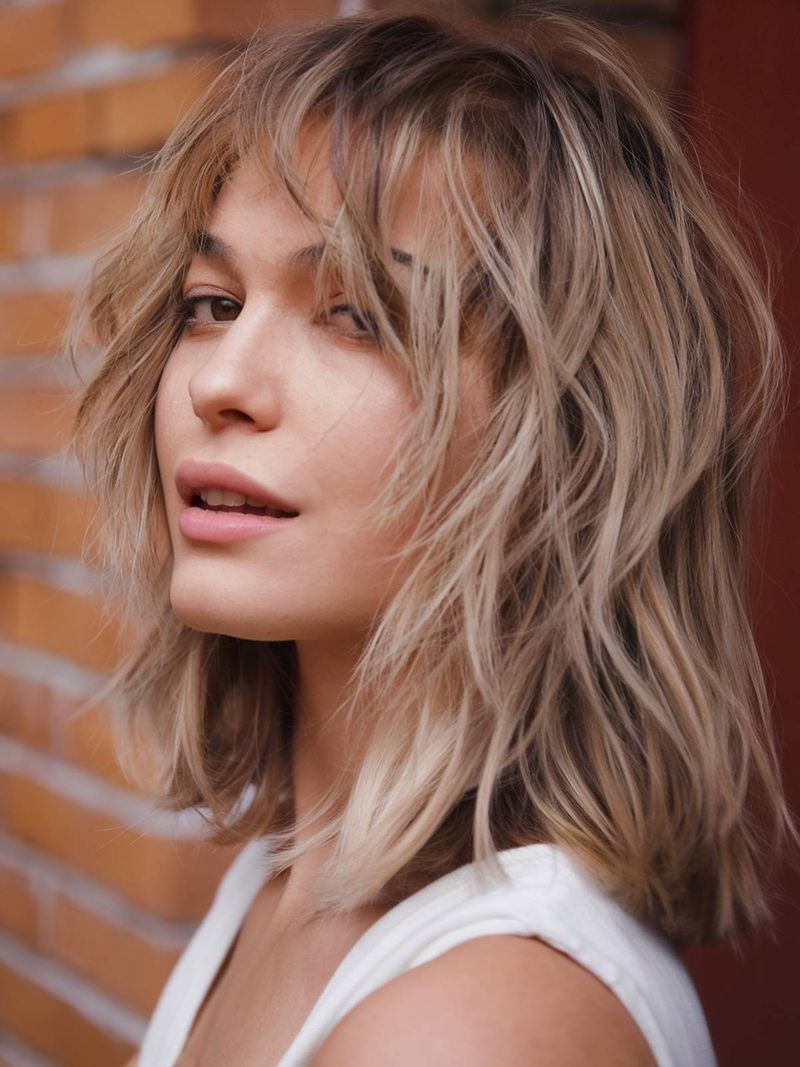 Lob ondulato con balayage