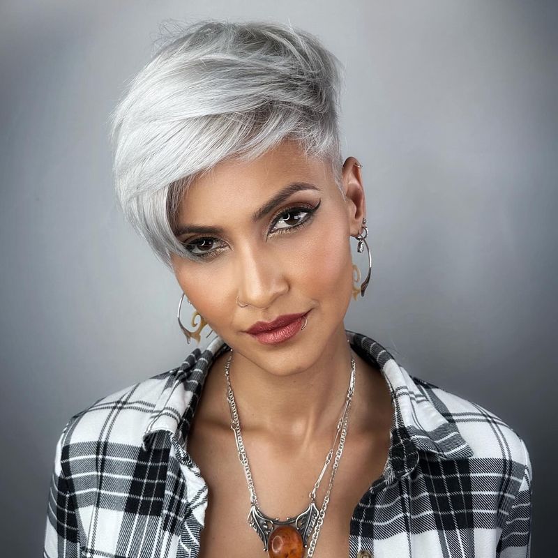 Side-Parted Pixie with Long Bangs