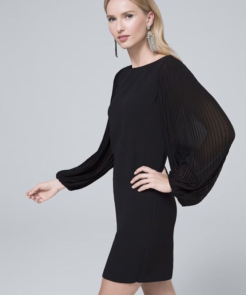 Balloon-Sleeve Shift Dress