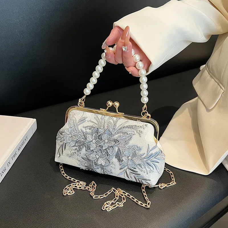 Hand-Embroidered Evening Clutch