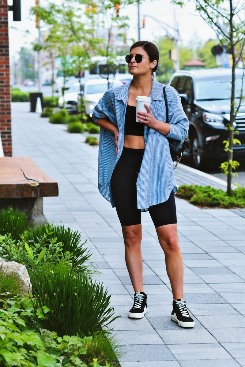 Oversized Button-Down & Bike Shorts