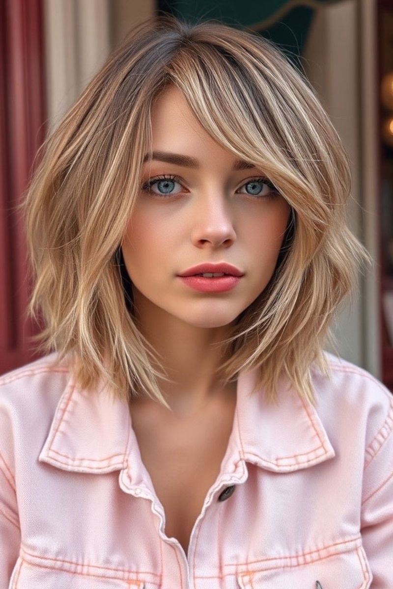 Layered Bob with Side-Swept Bangs