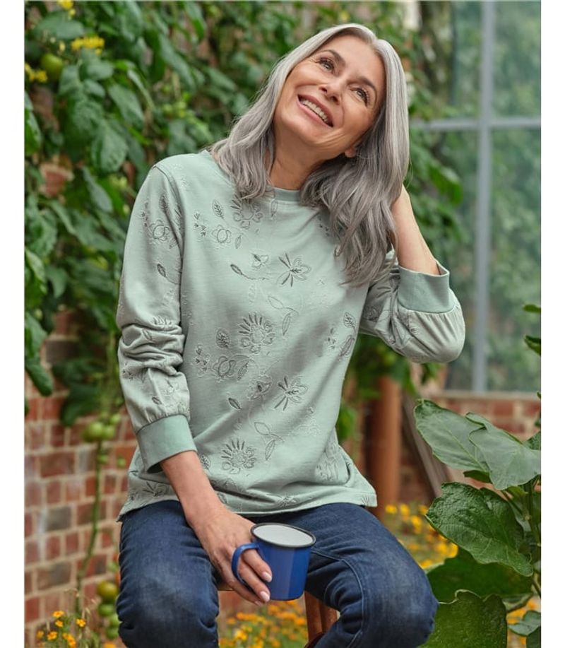 Sage Green Textured Knit Top